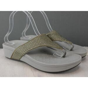 Vionic Naples Thong Sandals Studded Orthotic Gray 9